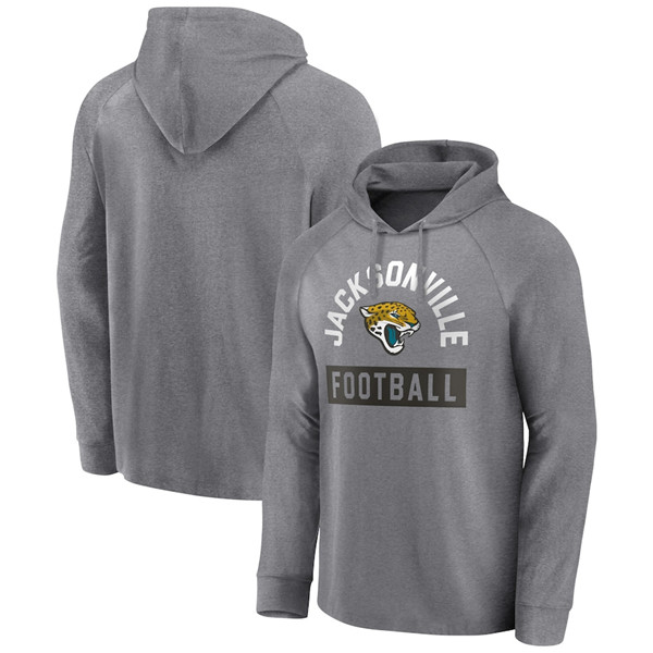 Men's Gray Jacksonville Jaguars Heathered No Time Off Raglan Pullover Hoodie